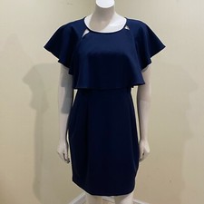 Asos Dress 10 Blue Viscose Stretch Double Layer Wiggle Mini NWT