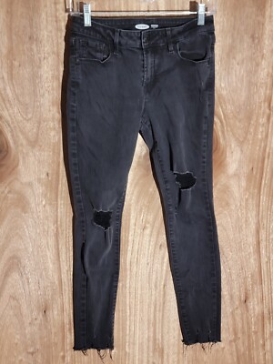 old navy rockstar jeans womens size 4 super skinny ankle distressed stretch gray