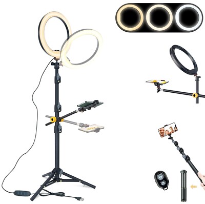 Overhead Phone Mount 10'' Ring Light Tripod Stand Boom Arm for Video Photo