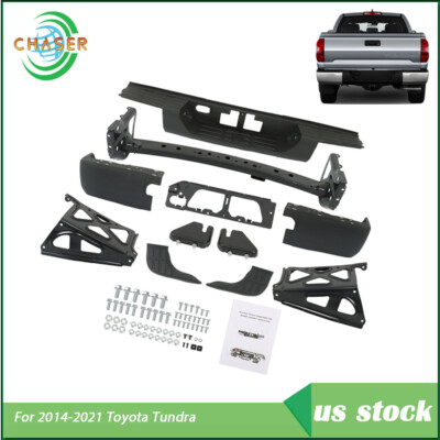 Black Steel Complete Rear Step Bumper Assembly For Toyota Tundra 2014-2020 2021