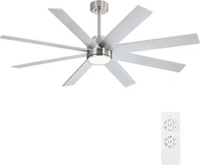 60" Large DC Ceiling Fans with Lights and Remote, 3 Downrods, 8 Plywood Blades,