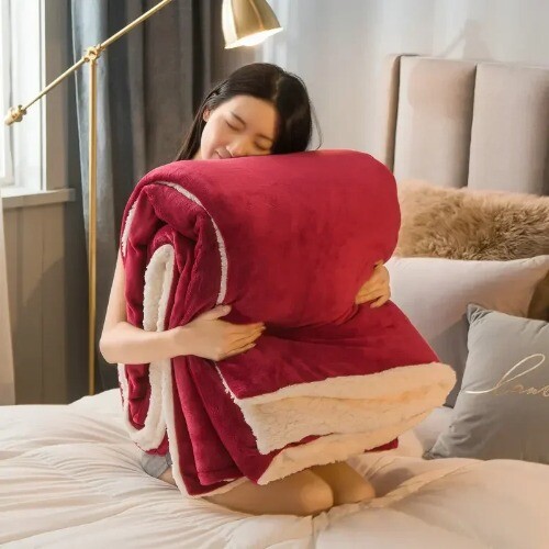 Winter Bed Blankets Solid Color Fleece Blankets Throws Adult Thick Warm