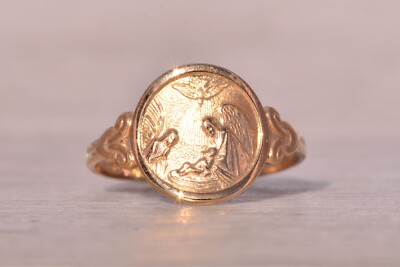 Schutzengel Protect Us Ring in Gelbgold