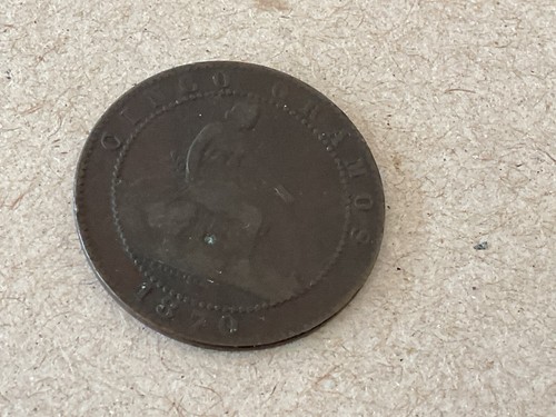 1870 Cinco Gramos Centimos Spain World Coin