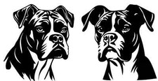 Boxer Dog Two 5" Black Vinyl Decal Car Truck Bumper Door Laptop Tablet Tumbler