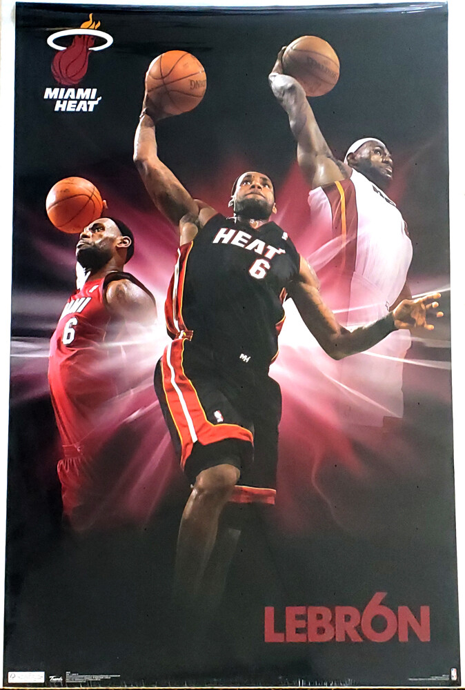 LeBron James TRIPLE ACTION 2011 Miami Heat NBA Basketball Vintage 22x34 POSTER