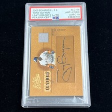 TONY GWYNN 2005 DONRUSS LEATHER & LUMBER AUTO AUTOGRAPH PATCH CARD /7 PSA DNA 10