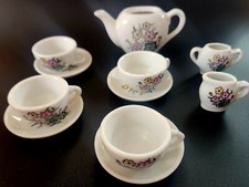 Vintage 1960s Japanese Porcelain Miniature Childs Tea Set 11 Pc Floral Japan