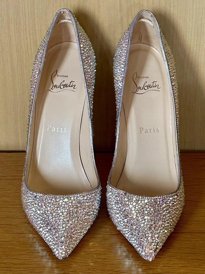 RARE Christian Louboutin-Kate Strass -Metallic Suede 36EUR - Image 2 of 4