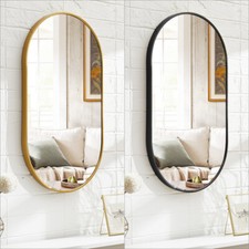 Oval Mirror Wall Mounted Modern Vanity Makeup Bathroom Metal Frame Decor Mirror