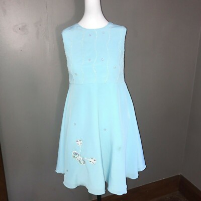 Girl's Size 7 Naz Light Blue Sleeveless Fancy Formal Dress