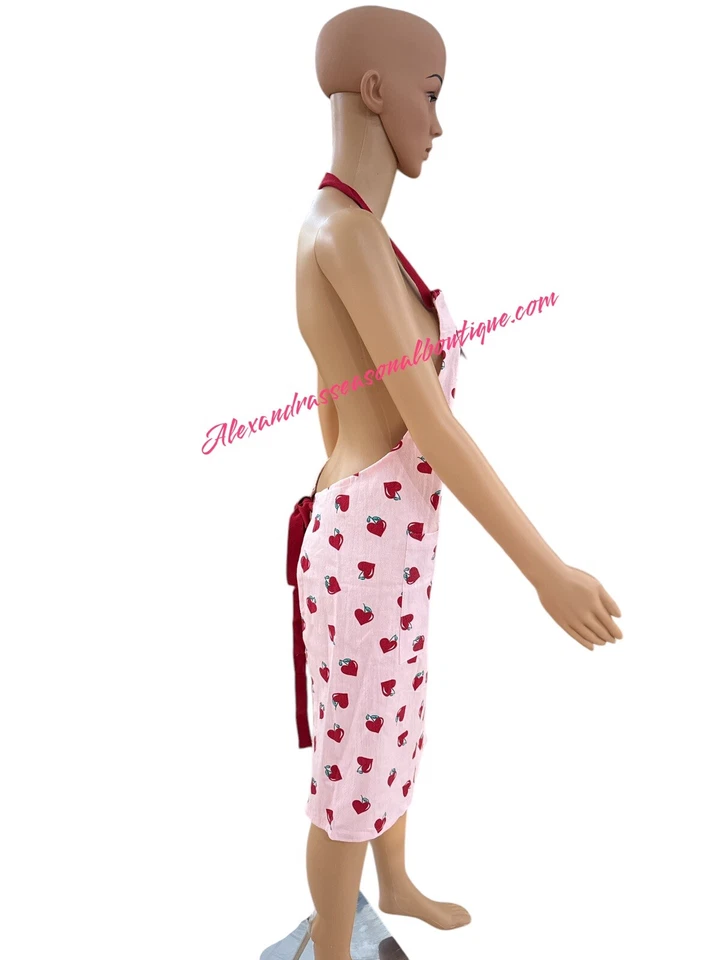 Delantal Martha Stewart Sweet Hearts Cereza Día de San Valentín 31x30” Rosa/Rojo Nuevo Foto 3 de 4