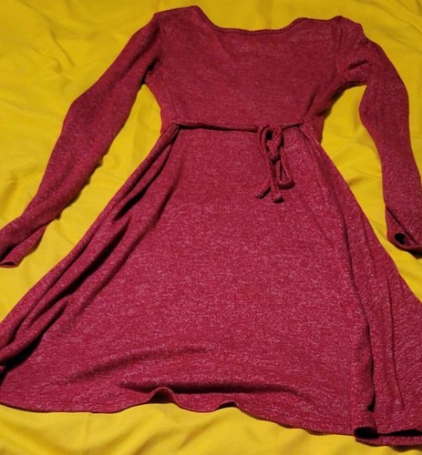 "SO" Girls Maroon Large (10-12) Long Sleeved dress with stones - Picture 2 of 2