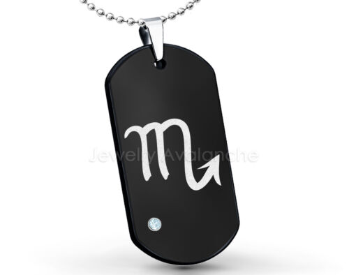 Cancer Zodiac Sign Dog Tag Tungsten Pendant Mens 0.07ct Ruby Gemstone Pendant - Picture 23 of 27
