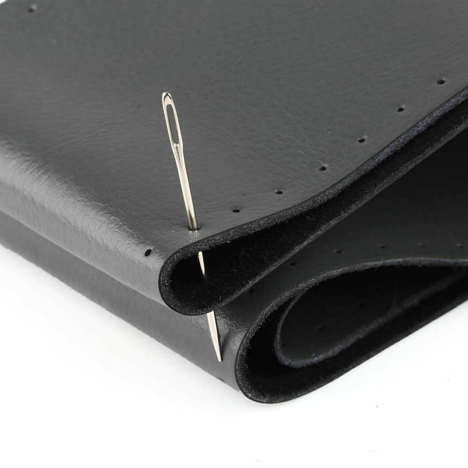 Kit de costura envolvente de cubierta de volante de cuero genuino negro hágalo usted mismo para automóvil de 38 cm Foto 4 de 4