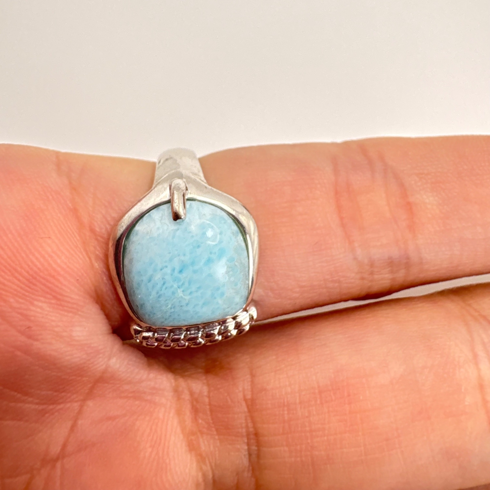 VTG Solid Sterling Silver 925 Amazonite Bezel Set… - image 10