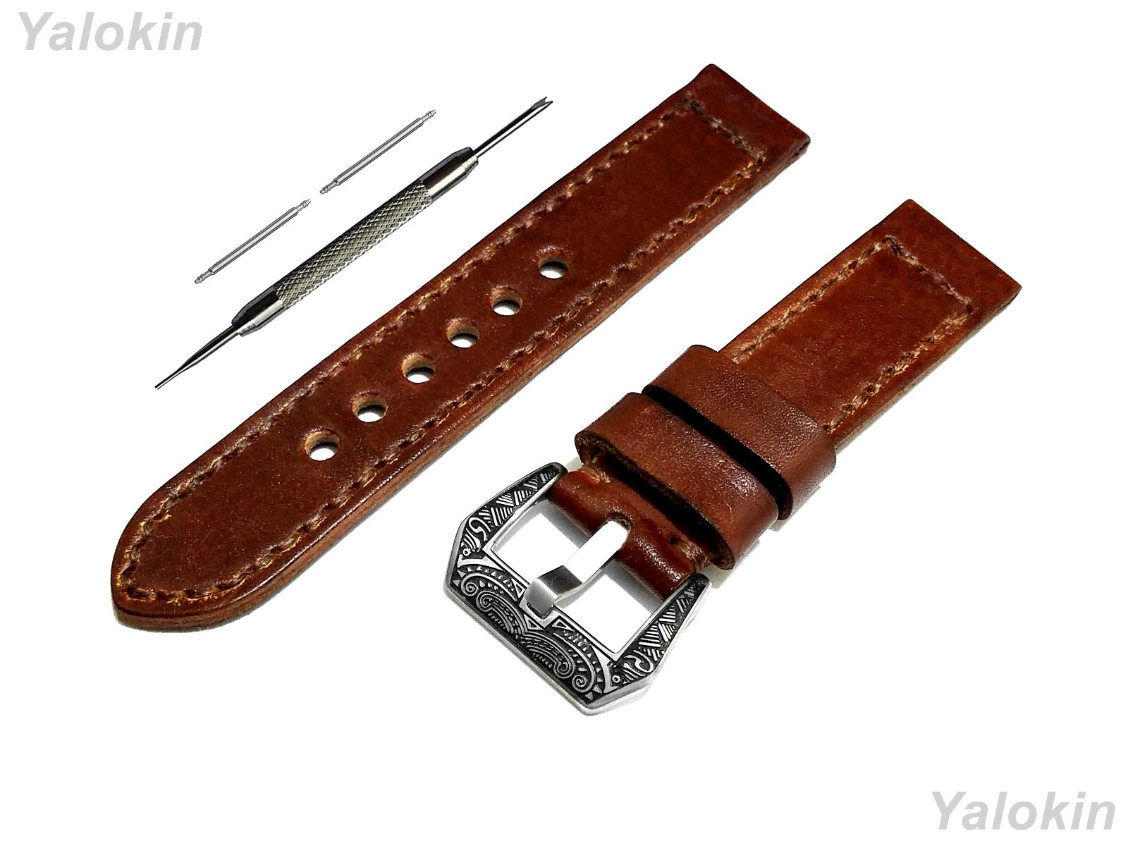 Dark Brown Brushed Leather Band for Garmin Vivomove 3 and Forerunner 645 -B20