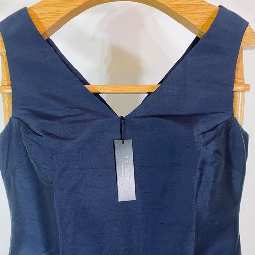 Talbots Woman's 100% Silk Navy Blue Dress Lined Size 12 Petites Sleeveless NWT - Picture 2 of 12