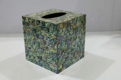 5'' Marvelous Marble Tissue Box Inlay paua shell mosaic Home Hallway Decor c
