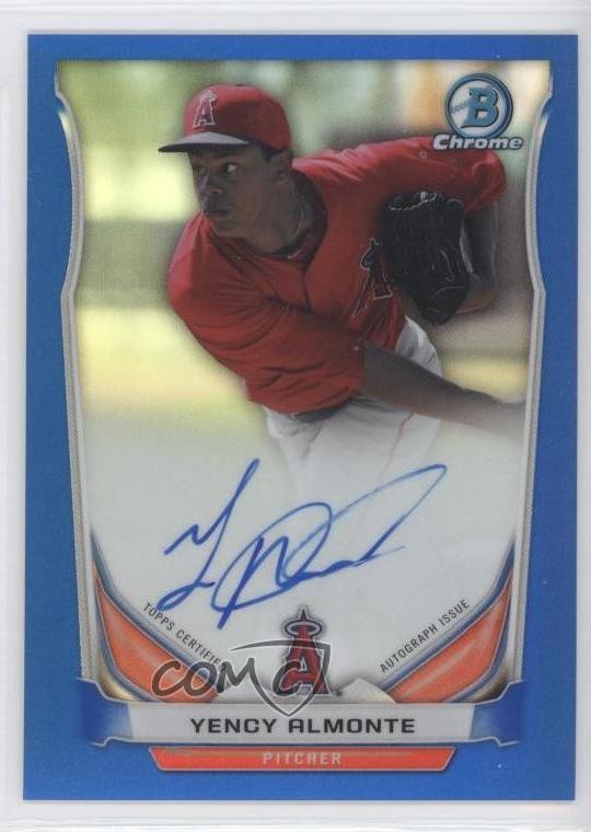 2014 Bowman Chrome Prospect Blue Refractor /150 Yency Almonte #BCAP-YA Auto 1b8