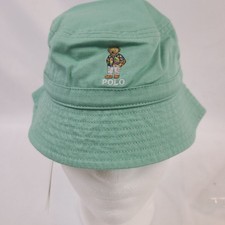 NEW Ralph Lauren Polo Bear Infant Bucket Hat 12M/24M Green Cotton Embroidered