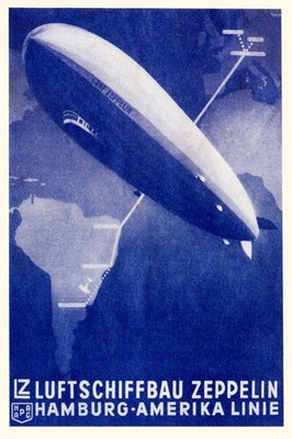   Graf Zeppelin Vintage Poster - Retro Airship Ad - 24x36  Hi-Res  Print -