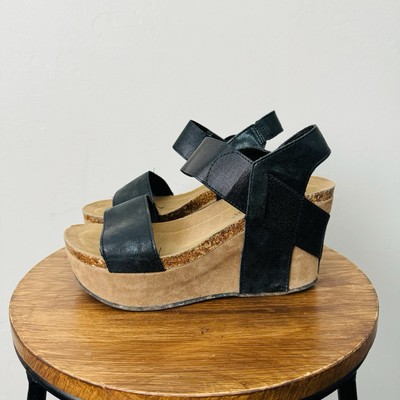 Pierre Dumas Hester Black Leather Strappy Sandals Women s Size 6.5
