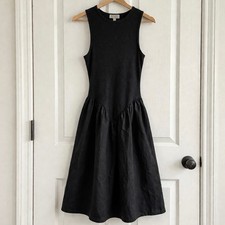 Free People x Saemdi Black Fit & Flare Midi Dress | Ribbed Bodice