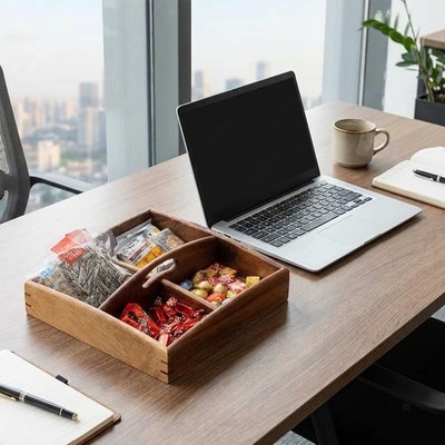 Holz geteilt Serviertablett Aufbewahrungsbox für Vorspeisen Gemüse Snack Platte