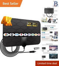 Elegant HD Indoor TV Antenna - 4K Ready with 10ft Coaxial Cable & Signal Booster