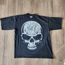 Vintage Y2K Fashion Victim Skull Tshirt Size L Black