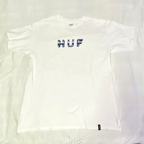 HUF Chrome Logo White T Shirt Mens Size Large Vtg Skate Streetwear