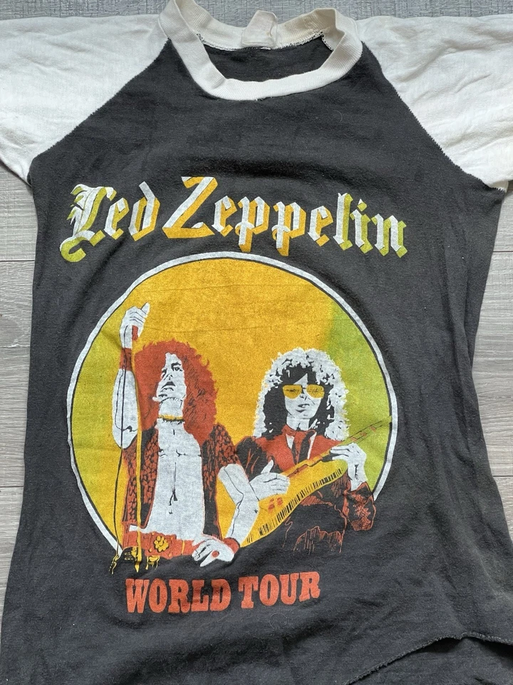 Vtg Led Zeppelin shirt 1977 World Tour small raglan Swan Song double sided - Image 3 of 4