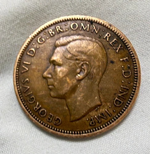 Great Britain 1941 1/2p Half Penny George VI Bronze Coin Ship Reverse KM#844