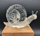 Vintage 1980s Fenton Crystal Clear Snail Figurine by Mosser Glass 4" Paperweight