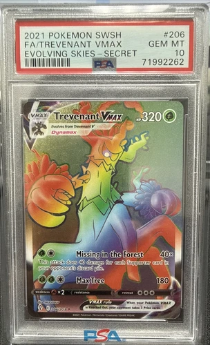 2021 Pokemon SWSH FA/Trevenant VMAX 206/203 Secret Rare Evolving Skies PSA 10