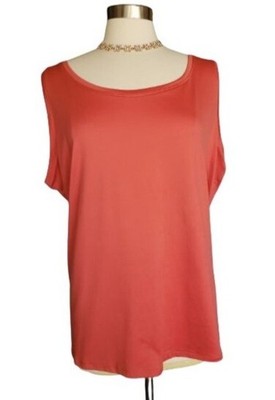 Peter Nygard Womens 3X Sleeveless Top Coral Shell Relaxed Fit Stretchy Chic Boho