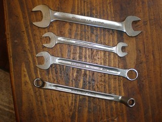 4 LARGE "STAHLWILLE" BSW (WHITWORTH) SPANNERS ALL INSCRIBED "MADE IN GERMANY".