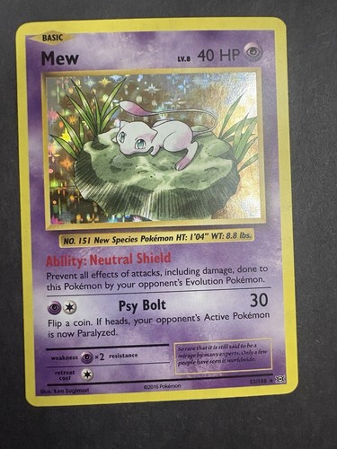 Pokémon TCG Mew 53/108 Evolutions Holo Rare Basic English Card 2016 LP