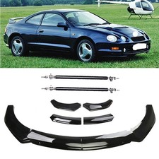 For Toyota Celica Front Bumper Lip Spoiler With Strut Rod Gloss Black Body Kit For Toyota Celica Front Bumper Lip Spoiler With Strut Rod Gloss Black Body Kit