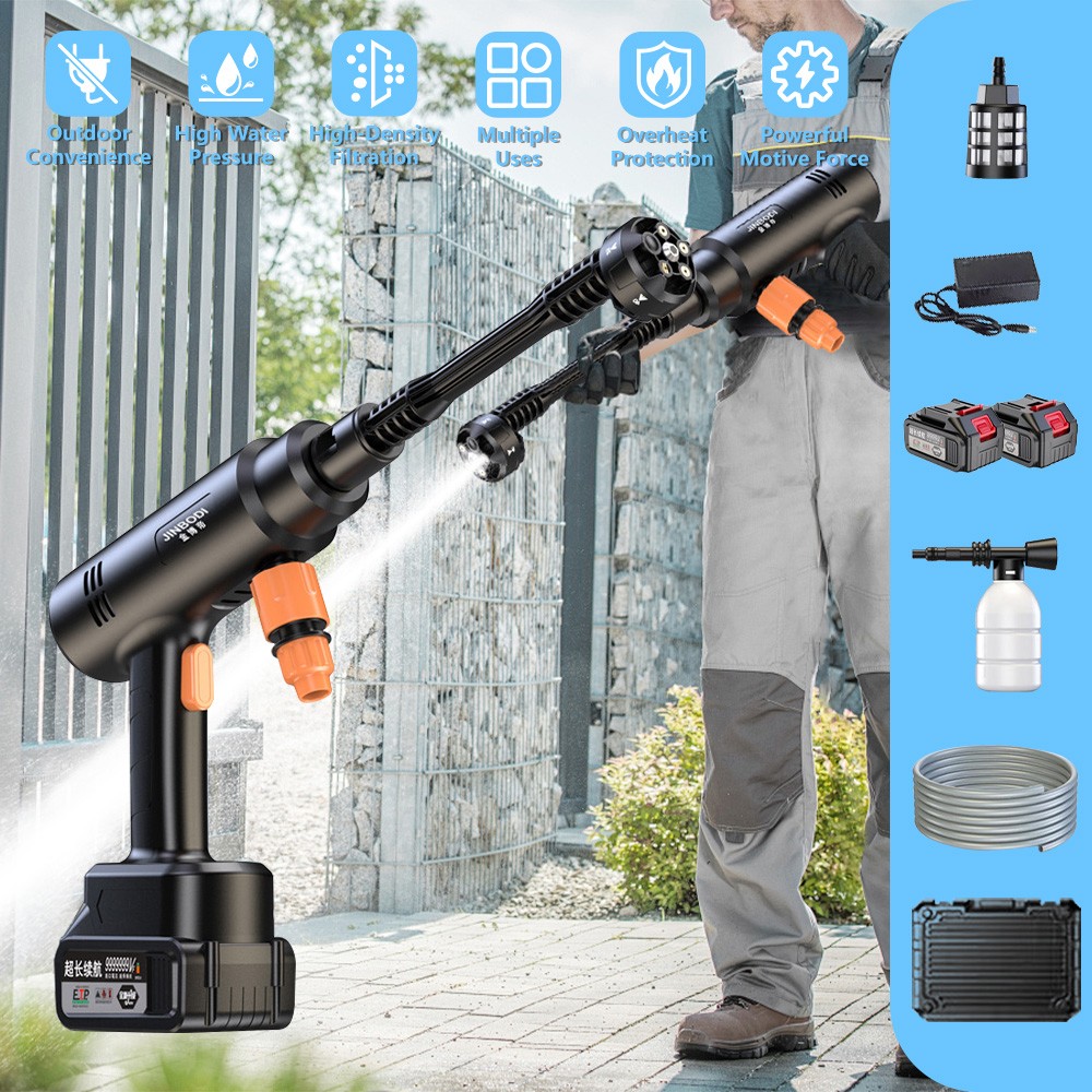 Cordless Electric High Pressure Car Washer Portable Water Spray Gun Cleaner Tool