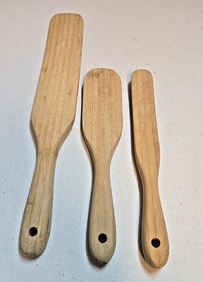 Lot of (3) Wooden Spurtles; 12'' 8.5'' Wide 8.5'' Narrow