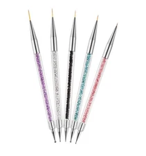 5Pcs Double-Ended Nail Art Pens – Acrylic Dotting Drill & Drawing Brush Tool Set