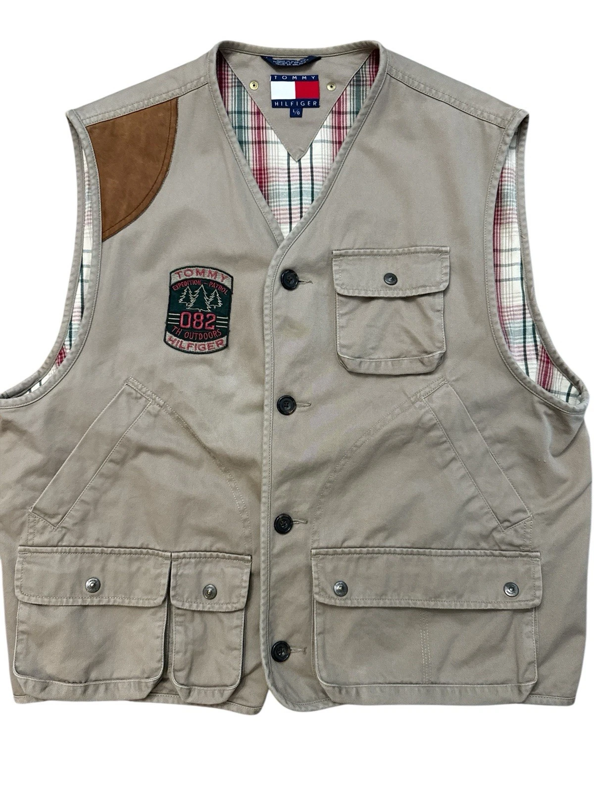 Vintage Tommy Hilfiger L Mountain TH Outdoors Patch Expedition Patrol Vest Men’s