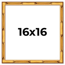 16x16 Frame Gold Bamboo Solid Wood Picture Frame | 1 Inch Moulding Width | Inter