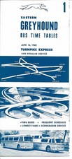 Bus Timetable - Eastern Greyhound  - 1 2 4 12 15 16 - 6 items - 16 June 1960
