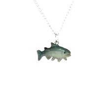 Joyería Little Critterz Pez Salmón Verde - Collar Colgante Porcelana Joyería