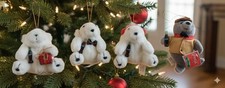 Vintage Coca-Cola Polar Bear Seal Plush Christmas Ornament Lot of 4 Coke