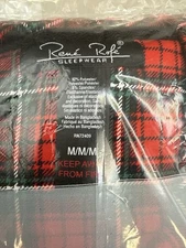 René Rofé Sleepwear Women's Pajama Set Red Plaid Long Sleeve Top Pants M. NWT