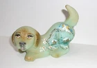 Fenton Glass Jadeite Watchful Bluebirds Puppy Dog Figurine Ltd Ed #15/23 Kibbe